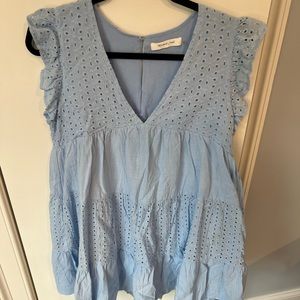 Baby blue eyelet dress with built in shorts